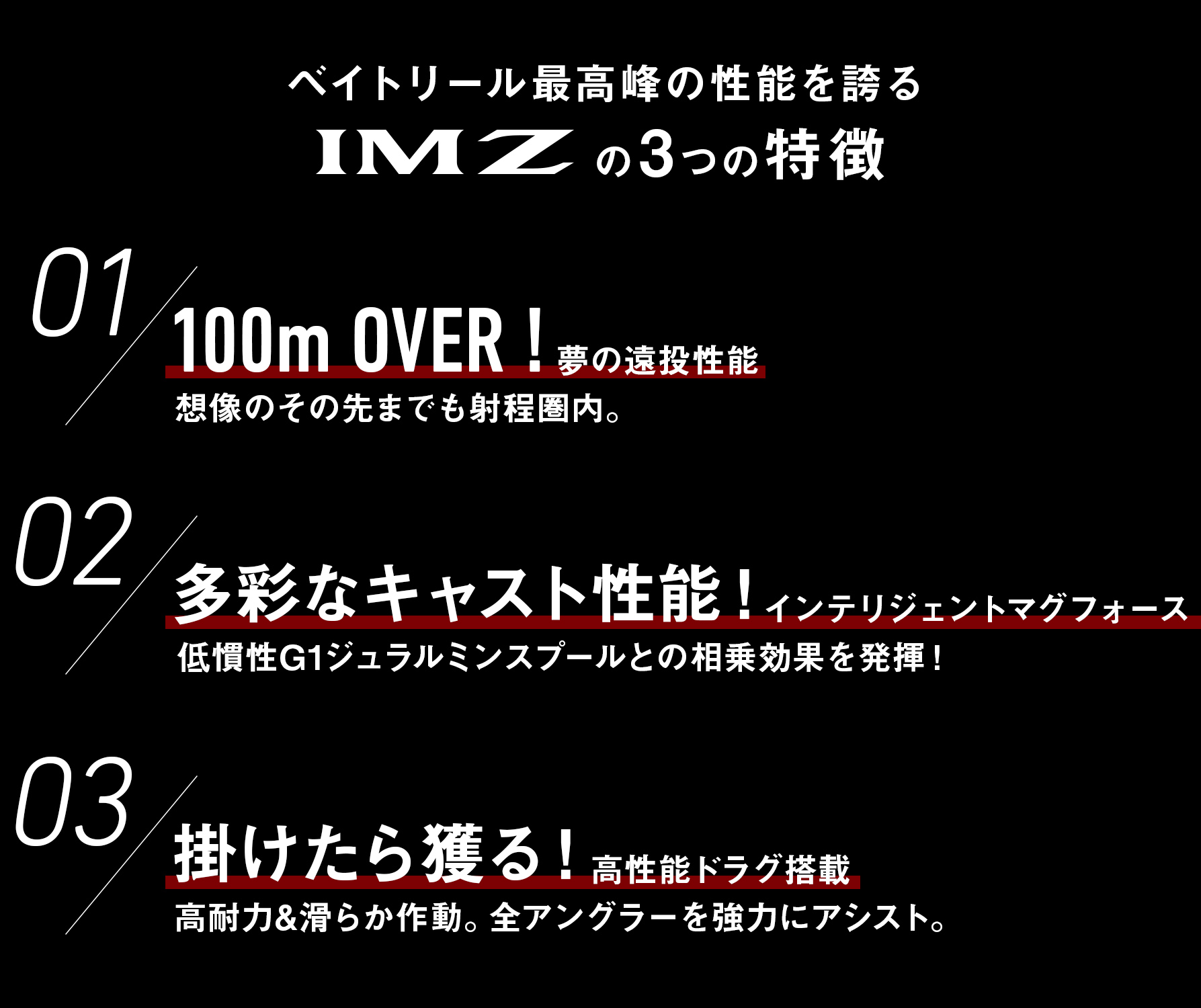 ベイトリール最高峰の性能を誇る IM Z 3つの特徴