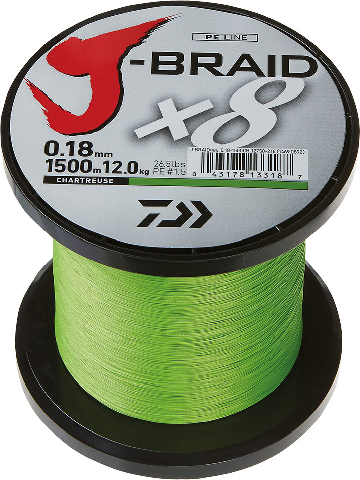 Canister Spinning 8 Wire J-Braid x8 150 MT Daiwa 0,13 MM Chartreuse 18 lb fishing